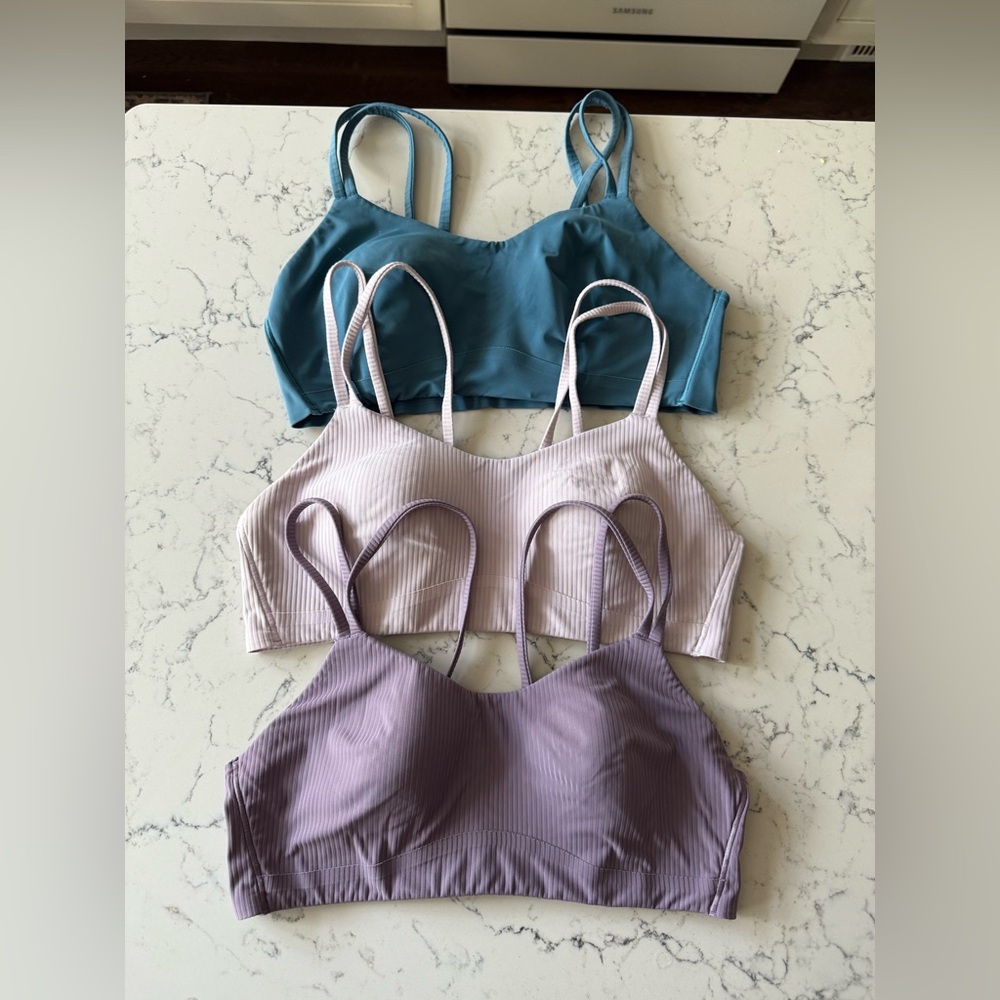 Lululemon Like a Cloud Bra Size 8 - Blue, Pink, and Purple Bra Set